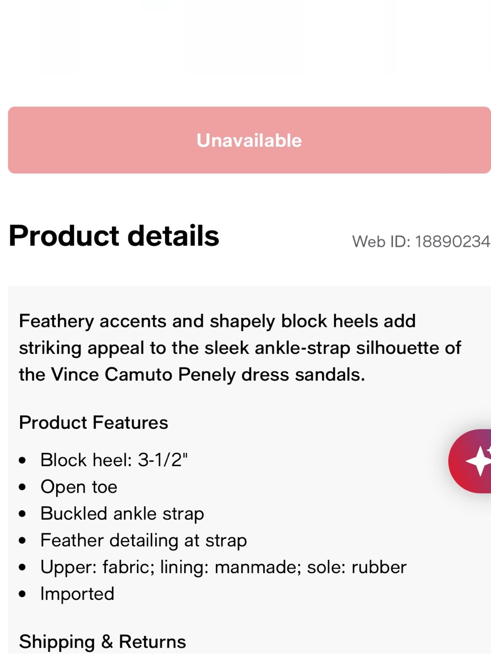 Vince Camuto | Blush “Penely” Feather Ankle-Strap Heels | Size 7 - Picture 8 of 16
